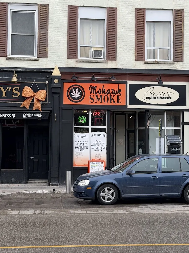 Mohawk Smoke storefront at 84 Dunlop Street East in downtown Barrie